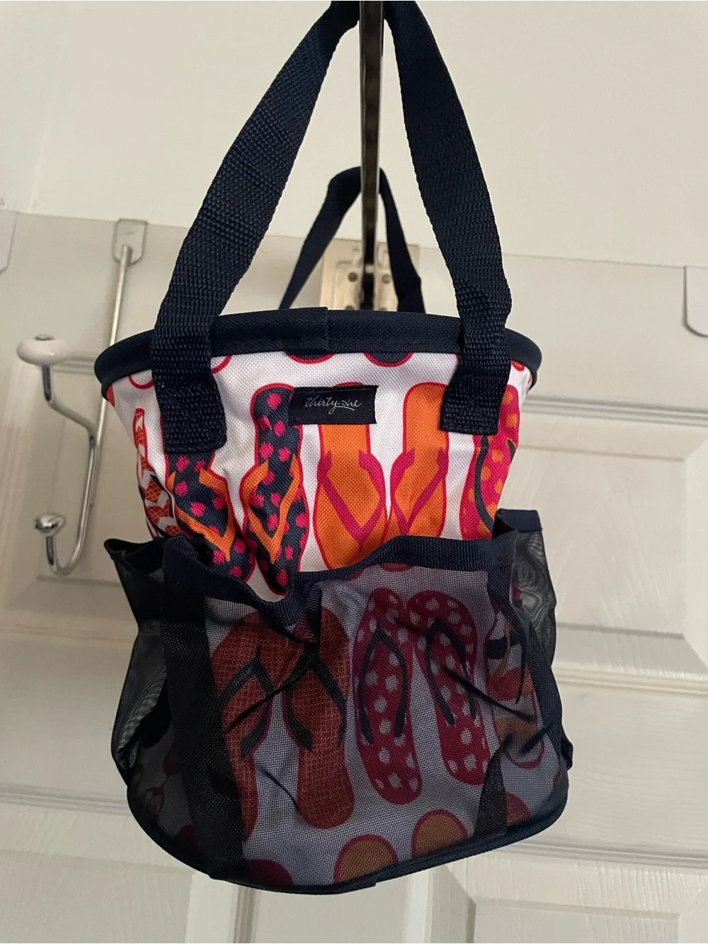 thirty-one Fun-Flops Print Summer Fun Caddy/Tote in Pink, Orange & Navy